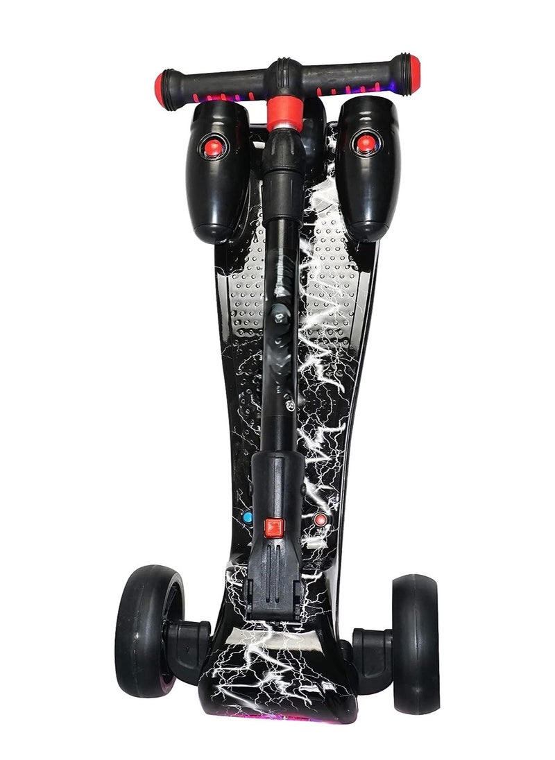 3 wheels kick scooter for kids - Safe Lean to Steer, LED Lights wheels, Bluetooth and Water Spray Gives a Great Smoke Effect for Children from 3 to 14 Years Old (Balck)