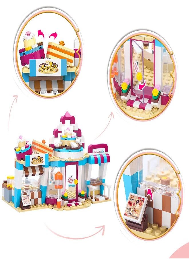 BRICK STORY Dream Girls Friends Bakery Building Sets 348 Pieces Cake Shop Baking Building Toys Dessert Store Construction Toys Christmas Birthday Gift for Kids Aged 6-12 and Up