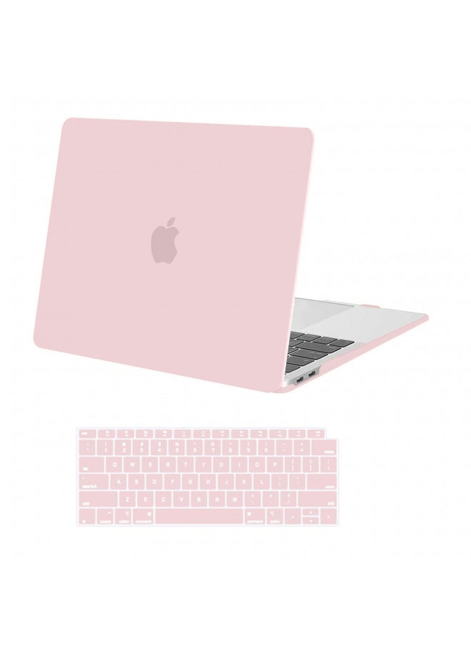 MOSISO Compatible with MacBook Air 13 inch Case 2022 2021 2020 2019 2018 Release A2337 M1 A2179 A1932 Retina Display with Touch ID, Plastic Hard Shell Case & Keyboard Cover Skin, Rose Quartz