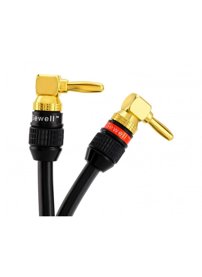Sewell Deadbolt Right-Angle Banana Plugs, 6 Pairs Quick Connect Gold Plated Speaker Plugs 90 Degree