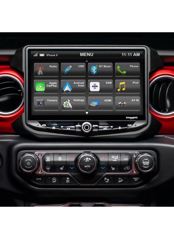 STINGER 10 Touch Screen Radio Dash Kit Wrangler JL & Gladiator JT (2018-2023) Replacement Kit with Off-Road Features, Apple CarPlay, Android Auto, Bluetooth, GPS Navigation (RB10JW18)