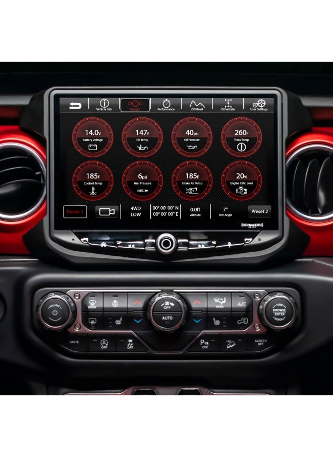 STINGER 10 Touch Screen Radio Dash Kit Wrangler JL & Gladiator JT (2018-2023) Replacement Kit with Off-Road Features, Apple CarPlay, Android Auto, Bluetooth, GPS Navigation (RB10JW18)