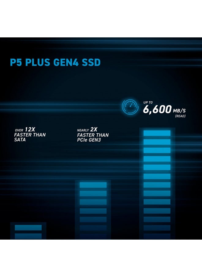 Crucial P5 Plus 2TB PCIe Gen4 3D NAND NVMe M.2 Gaming SSD, up to 6600MB/s - CT2000P5PSSD8, Solid State Drive