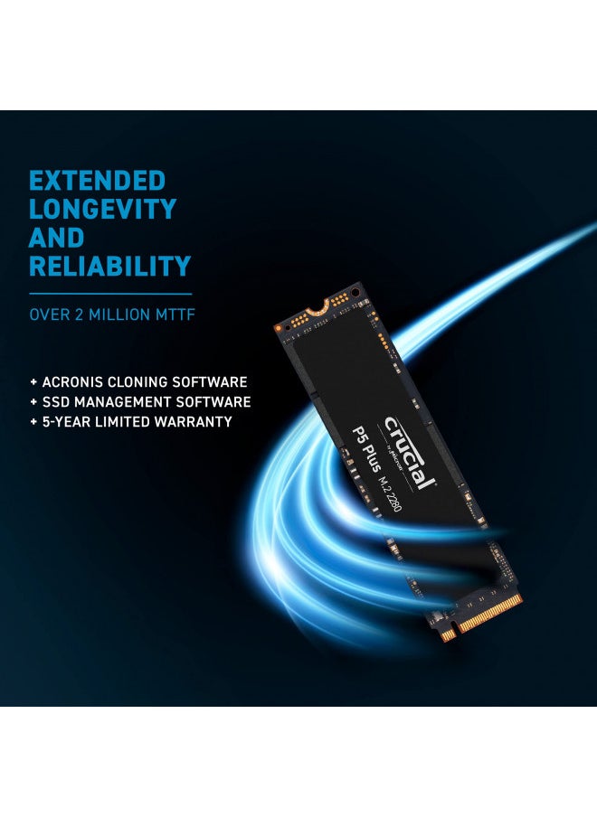Crucial P5 Plus 2TB PCIe Gen4 3D NAND NVMe M.2 Gaming SSD, up to 6600MB/s - CT2000P5PSSD8, Solid State Drive