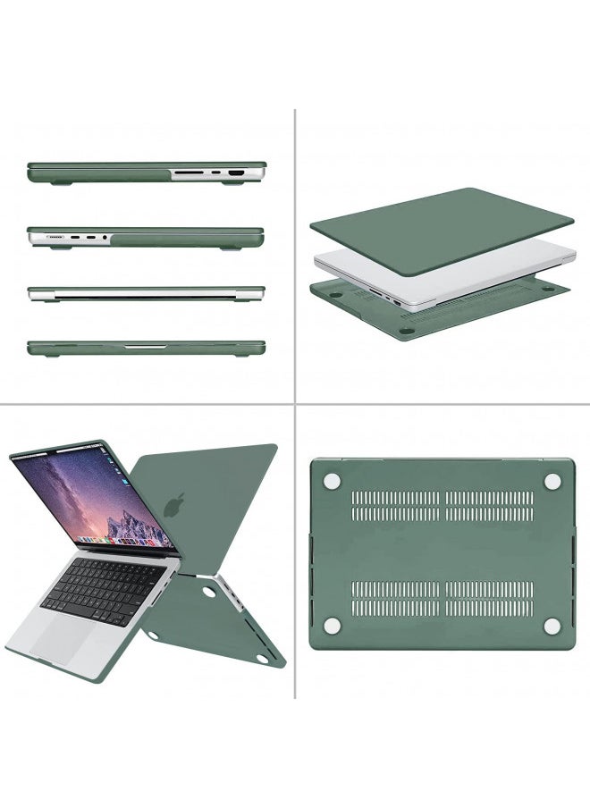 MOSISO Compatible with MacBook Pro 14 inch Case 2024 2023 2022 2021 Release M3 A2918 A2992 M2 A2779 M1 A2442 Pro Max, Plastic Hard Shell&Keyboard Cover&Screen Protector&Storage Bag, Midnight Green