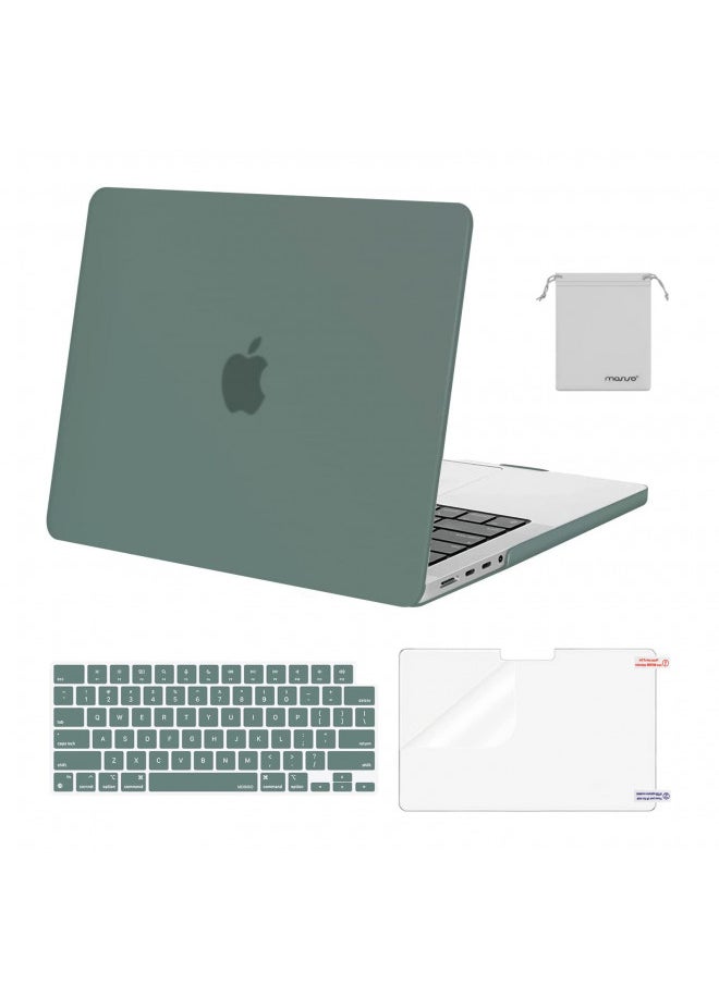 MOSISO Compatible with MacBook Pro 14 inch Case 2024 2023 2022 2021 Release M3 A2918 A2992 M2 A2779 M1 A2442 Pro Max, Plastic Hard Shell&Keyboard Cover&Screen Protector&Storage Bag, Midnight Green