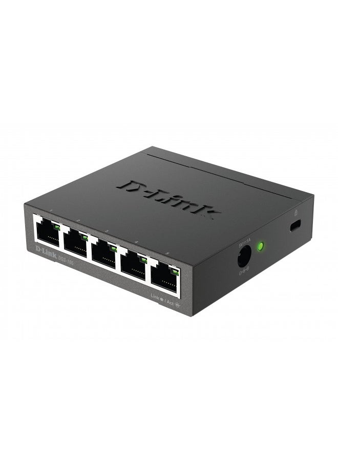 D-Link Ethernet Switch, 5 Port Gigabit Unmanaged Metal Desktop Plug and Play Compact (DGS-105)