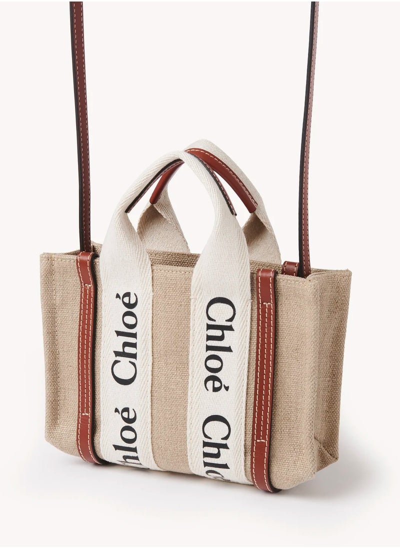 MINI WOODY TOTE BAG IN LINEN