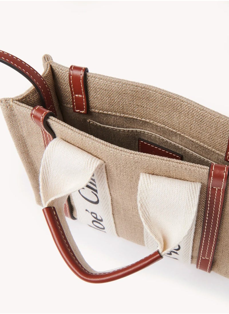 MINI WOODY TOTE BAG IN LINEN