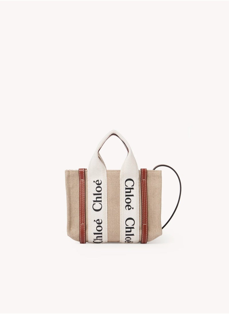 MINI WOODY TOTE BAG IN LINEN