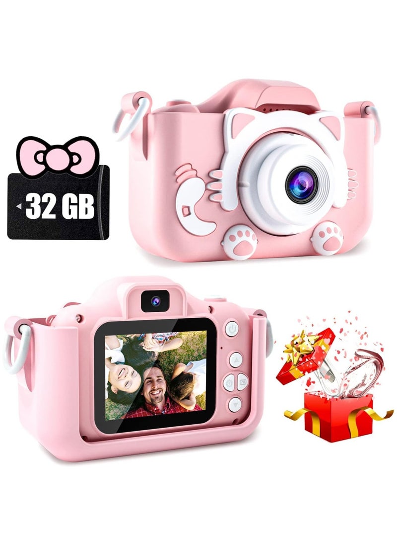 Kids Digital Camera with 32GB SD Card–Capture Every Moment with This Fun, Durable, and Easy-to-Use Camera for Boys and Girls Ages 4-12, Perfect Gift for Birthdays, Holidays, and Christmas