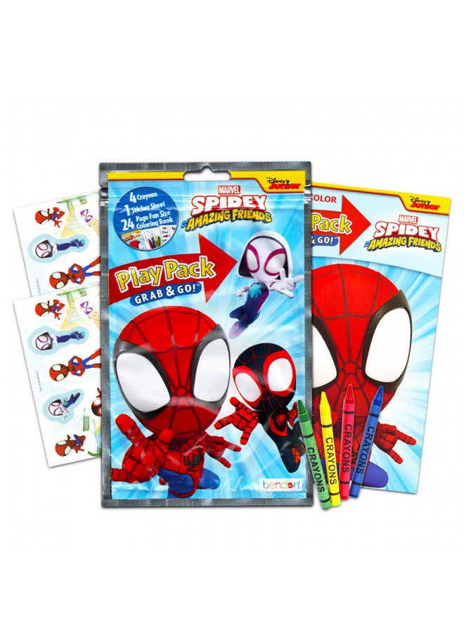 Marvel Shop Spidey and His Amazing Friends Birthday Party Favors and Supplies for Kids ~ Bundle with 12 Marvel Spidey Activity Play Packs for Boys and Girls with Mini Coloring Book, Stickers
