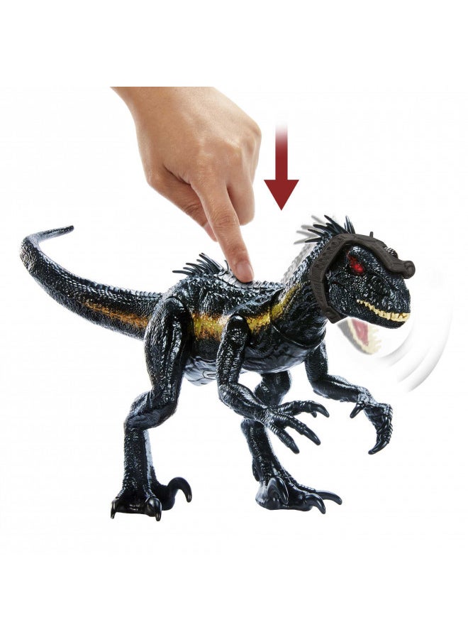 Mattel Jurassic World Track N Attack Indoraptor Dinosaur Figure with Tracking Gear & 3 Attack Features, Plus Downloadable App & AR