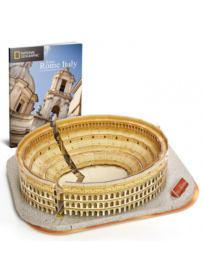 CubicFun National Geographic 3D Puzzle for Adults Kids Rome Colosseum Jigsaw Italy Architecture Model Kits DIY Toys with Booklet Gift for Boys Girls Age 10+, 131 Pieces