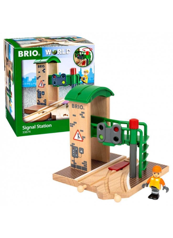 Brio World 33674 - Signal Station - 2 Piece Wooden Toy Train Accessory for Kids Age 3 and Up