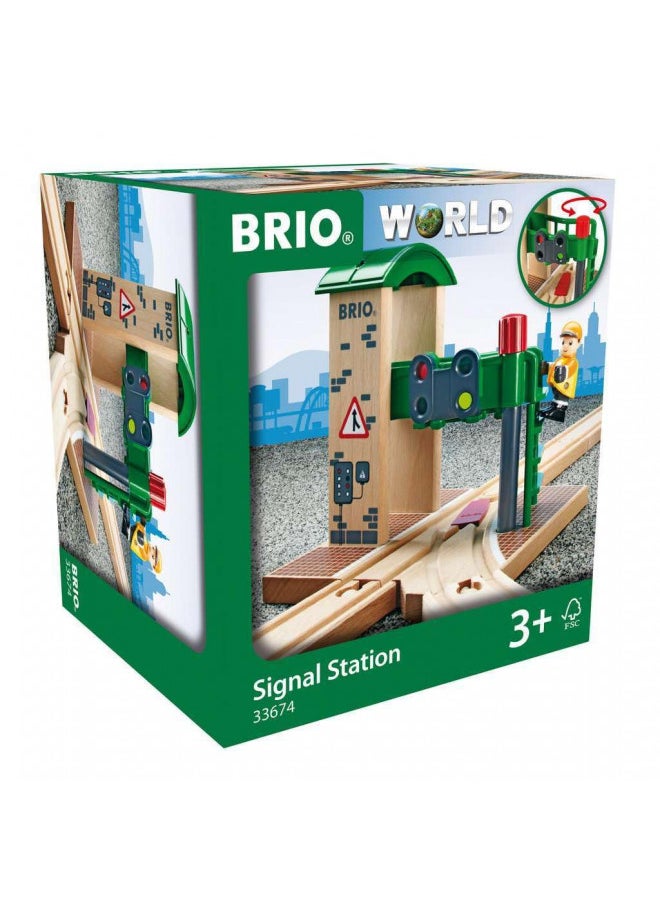 Brio World 33674 - Signal Station - 2 Piece Wooden Toy Train Accessory for Kids Age 3 and Up