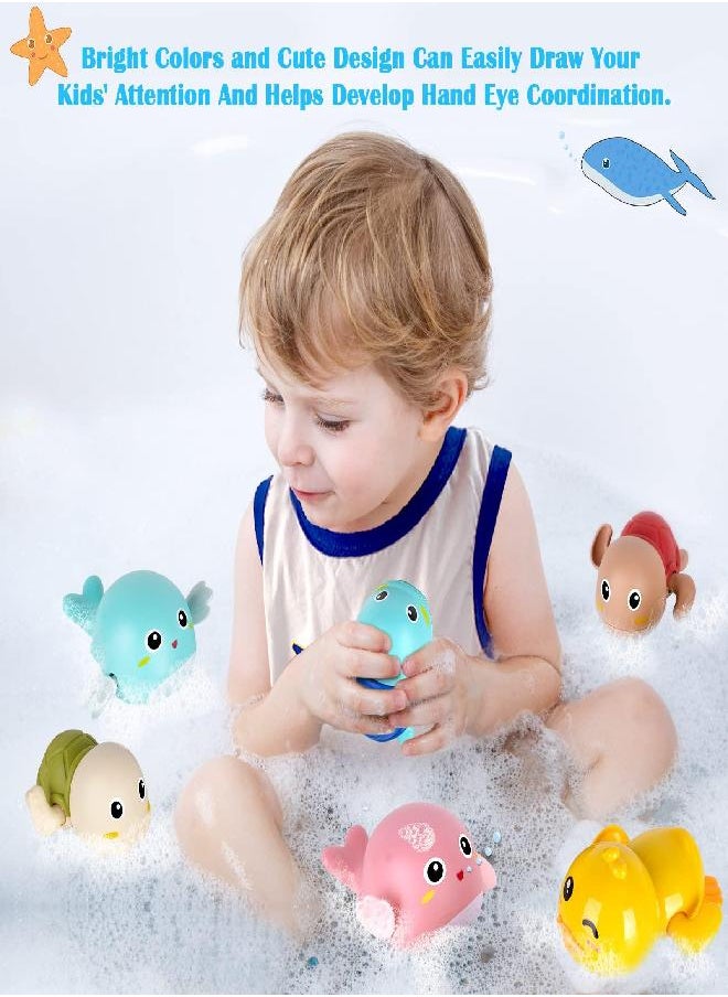 FAYOGOO Bath Toys, 6 Pack Baby Bath Toys for Toddlers 1-3, Floating Wind-up Toys Swimming Pool Games Water Play Set Xmas Gift for Bathtub Shower Infant Toddlers Kids Boys Girls Ages 4-8 Years Old