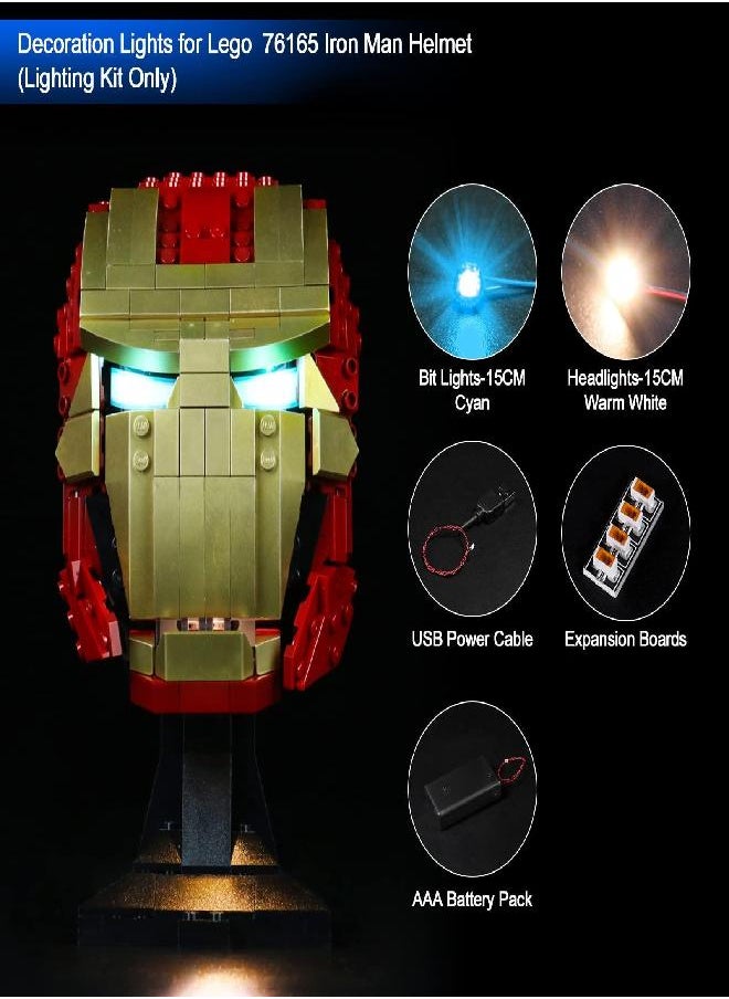 VONADO Light Kit for Lego Iron-Man Helmet 76165 - Lego Sets Not Included, LED Lighting Kit for Avengers Super Heroes Iron Man Helmet