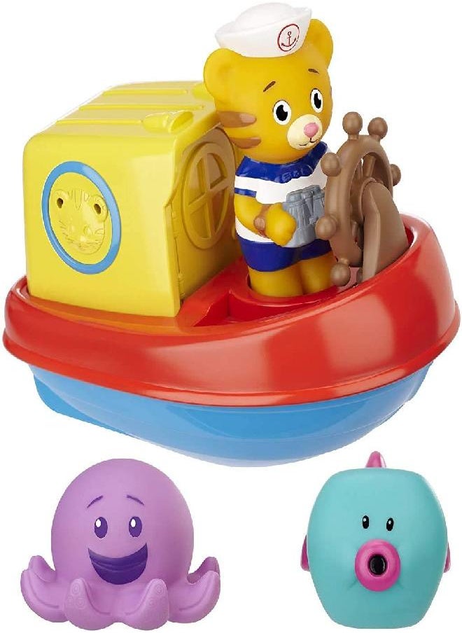 Daniel Tiger's Neighborhood Baby Bath Tub Toy Daniel's Bathtub Voyage Adventure, 6 Piece Set - Perfect for Baby/Toddler Boys and Girls 18 Months and up