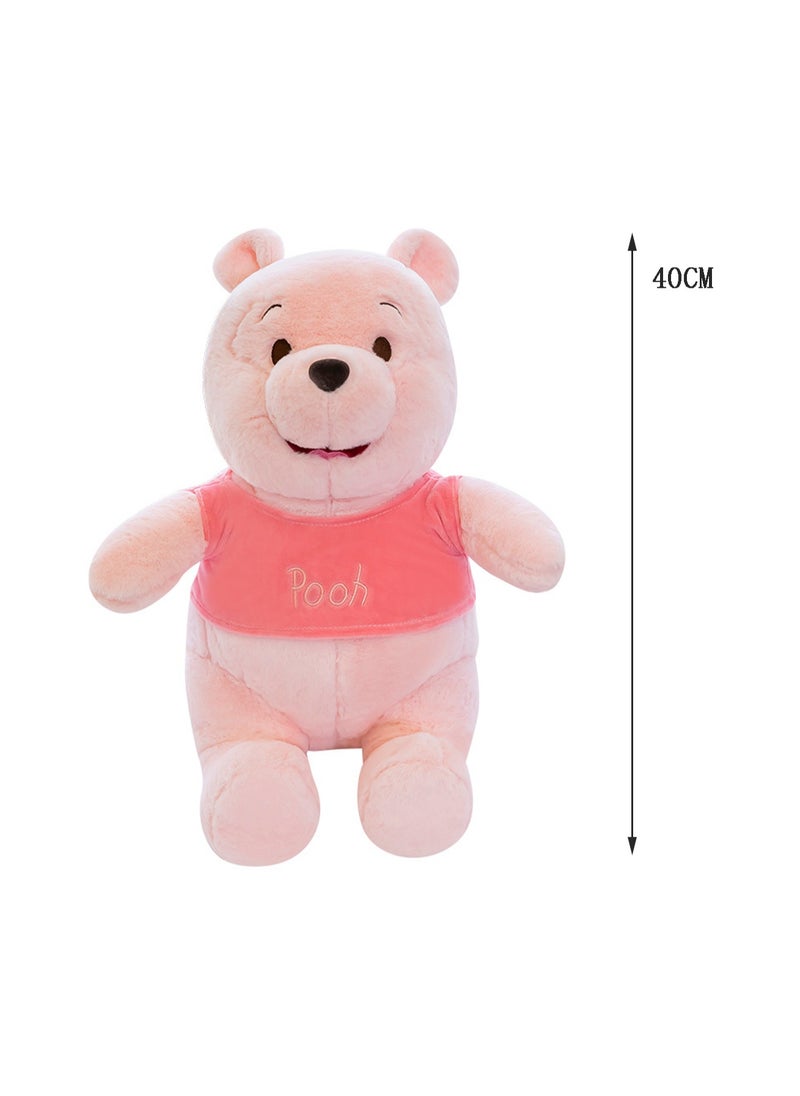 Cute Pink Winnie the Pooh Plush Toy Soft Stuffed Cartoon Character Doll Gift for Boys Girls All Ages（40cm ）