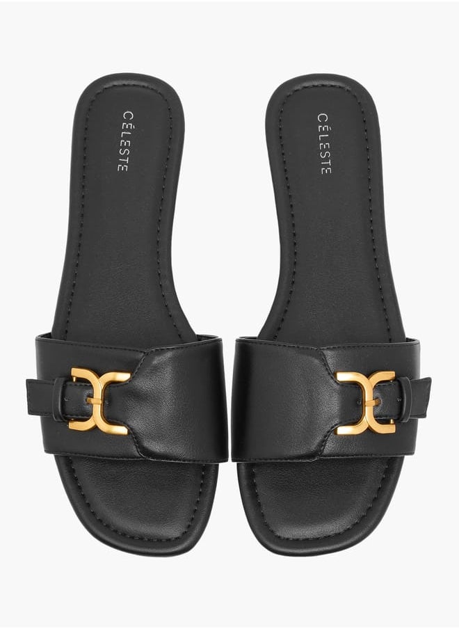 Women's Buckle Accent Slip-On Flat Sandals