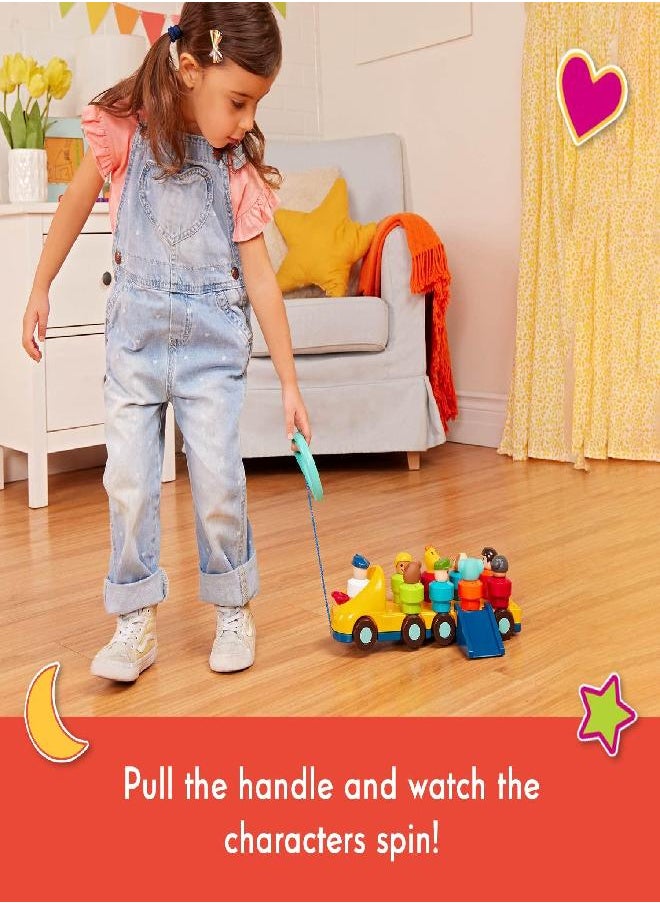 Battat Toy Bus for Toddlers, Educational Pull Toy with 9 Spinning Passengers, Learn and Sort Colors with Toddler Toys for 18+ Months (11 Pcs)