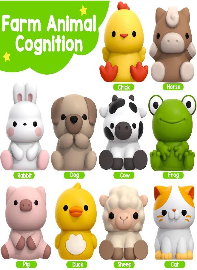 Learning Toys for 1,2,3 Year Old, 20 Pcs Farm Animals Toy, Counting Skill, Color Matching, Fine Motor Game, Christmas Birthday Easter Educational Gift for Baby Toddler Boys Girls Age 12-18 Months