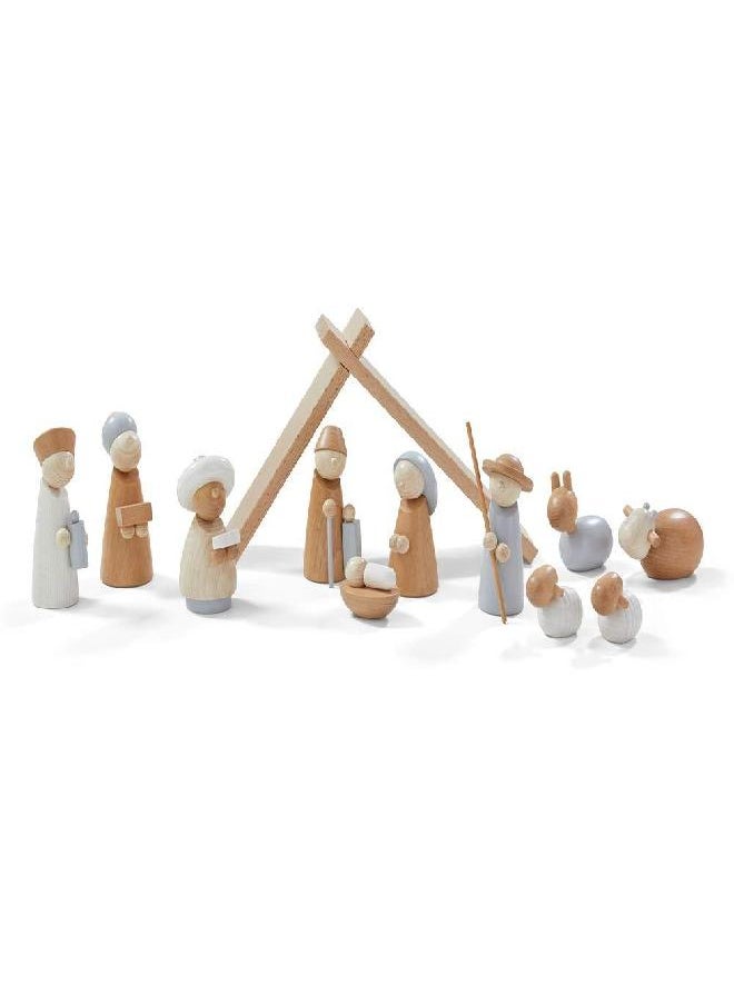 HABA Wooden Nativity Set Natural Colors (Made in Germany)