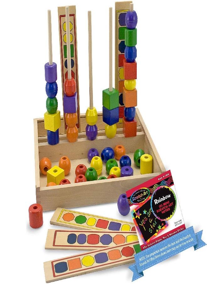 Melissa & Doug Bead Sequencing Set & 1 Scratch Art Mini-Pad Bundle (00570)