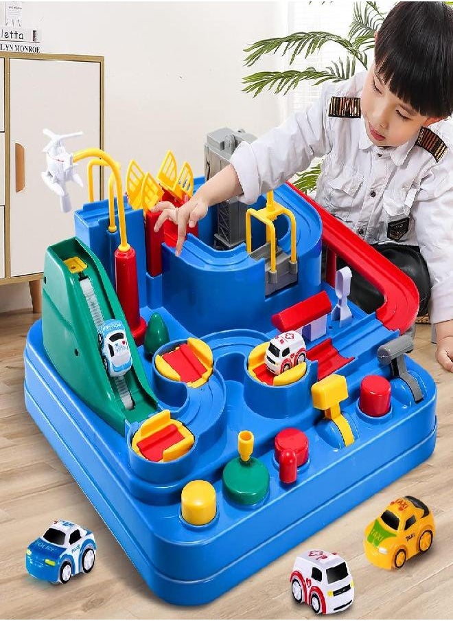 TEMI Kids Race Track Toys for Boy Car Adventure Toy for 3 4 5 6 7 Years Old Boys Girls, Puzzle Rail Car, City Rescue Playsets Magnet Toys w/ 3 Mini Cars, Preschool Educational Car Games Gift Toys