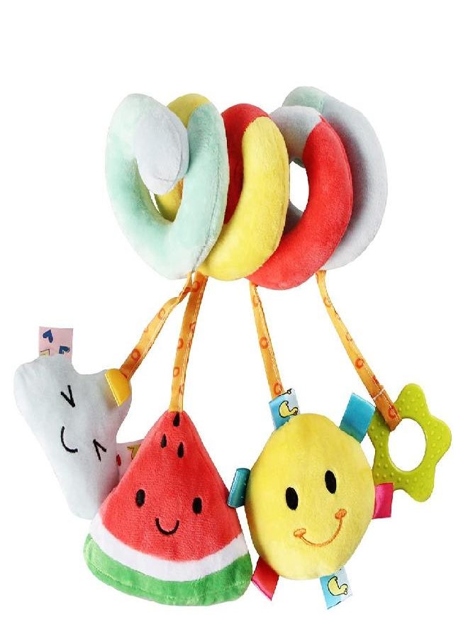 KAKIBLIN Hanging Toys for Car Seat Mobile, Infant Baby Spiral Plush Toys for Bed Stroller Car Seat Bar, Watermelon