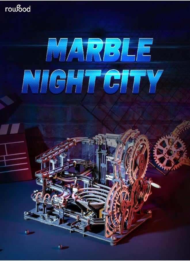 RoWood 3D Puzzles for Adults, Model Kits for Adults to Build, Wooden Town Christmas Birthday Gifts for Teens- Marble Night City