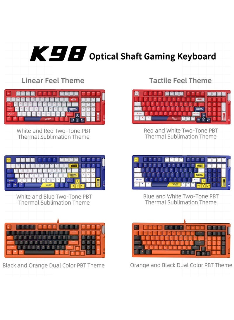 ZIDLI K98 Mechanical Keyboard - RGB Lighting, Optical Switches (Linear/Tactile), PBT Keycaps, IP68 Waterproof/Dustproof, 6 Versions Available