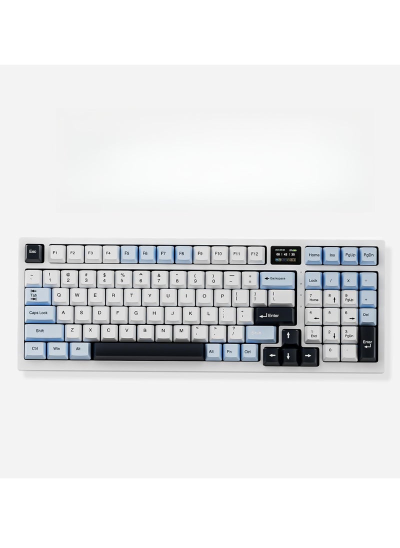 ZIDLI FK980 Custom Mechanical Keyboard with DIY Display Screen RGB Gasket Structure KTT Hyacinth Switches Wireless Triple Connectivity 98-Key Compact Layout PBT Keycaps 5 Color Variants