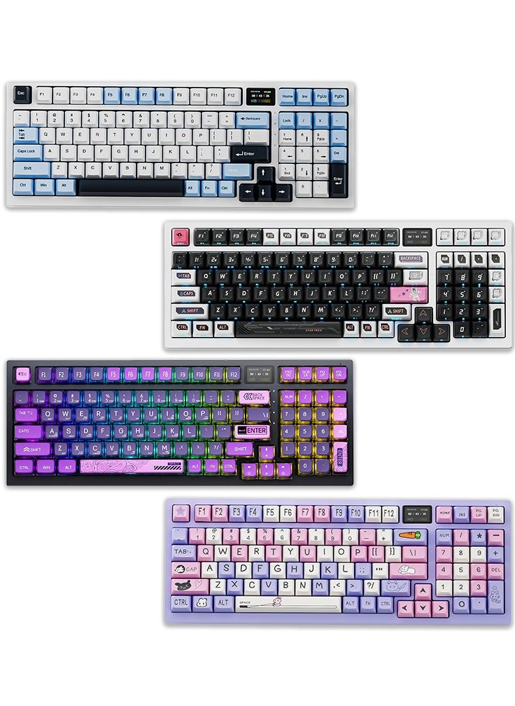 ZIDLI FK980 Custom Mechanical Keyboard with DIY Display Screen RGB Gasket Structure KTT Hyacinth Switches Wireless Triple Connectivity 98-Key Compact Layout PBT Keycaps 5 Color Variants