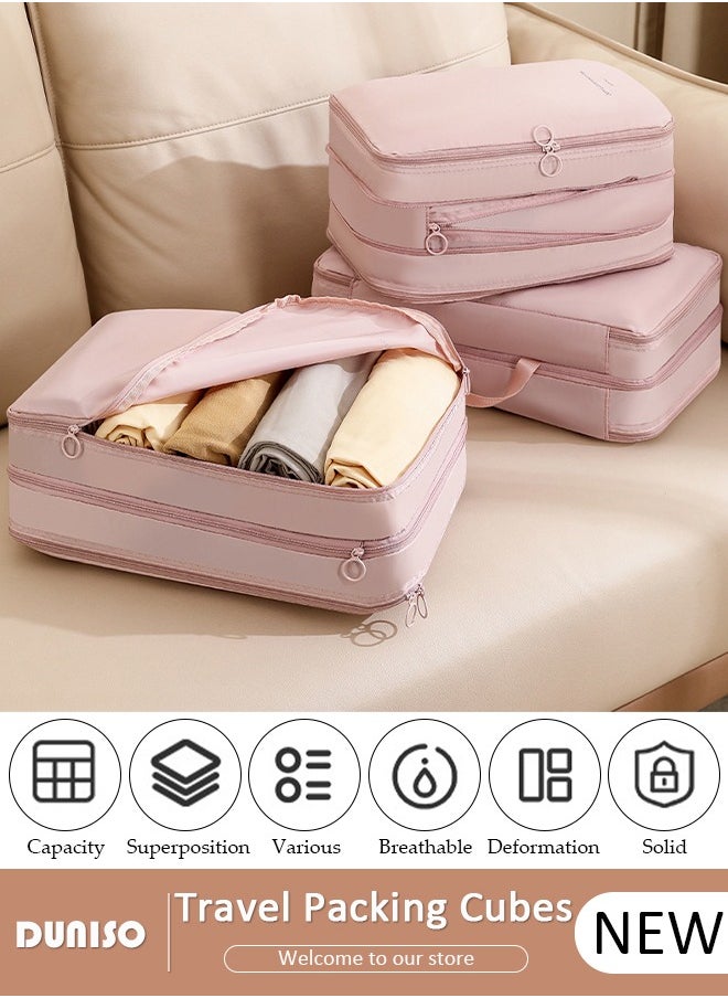 3pcs Travel Packing Cubes,Travel Luggage Organiser Bag,Multi-Functional Compression Organizer Bags, Lightweight Luggage Organizers Bags Set for Carry on Suitcase Storage Bag Waterproof Travel Essentials Bag for Man and Women