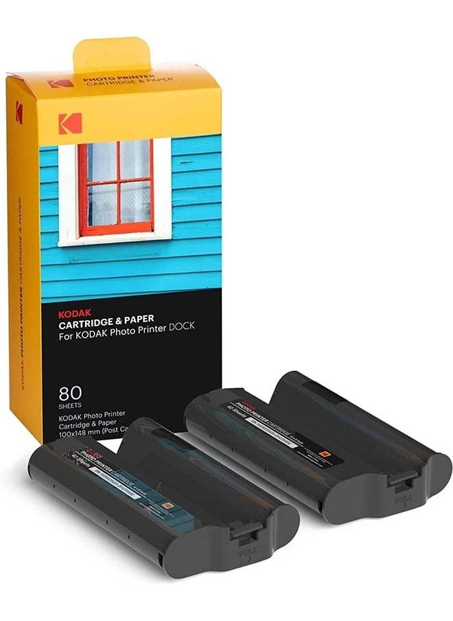 KODAK Dock Plus & Dock Photo Printer Cartridge PHC-80 – Cartridge Refill & Photo Paper- 80 Pack