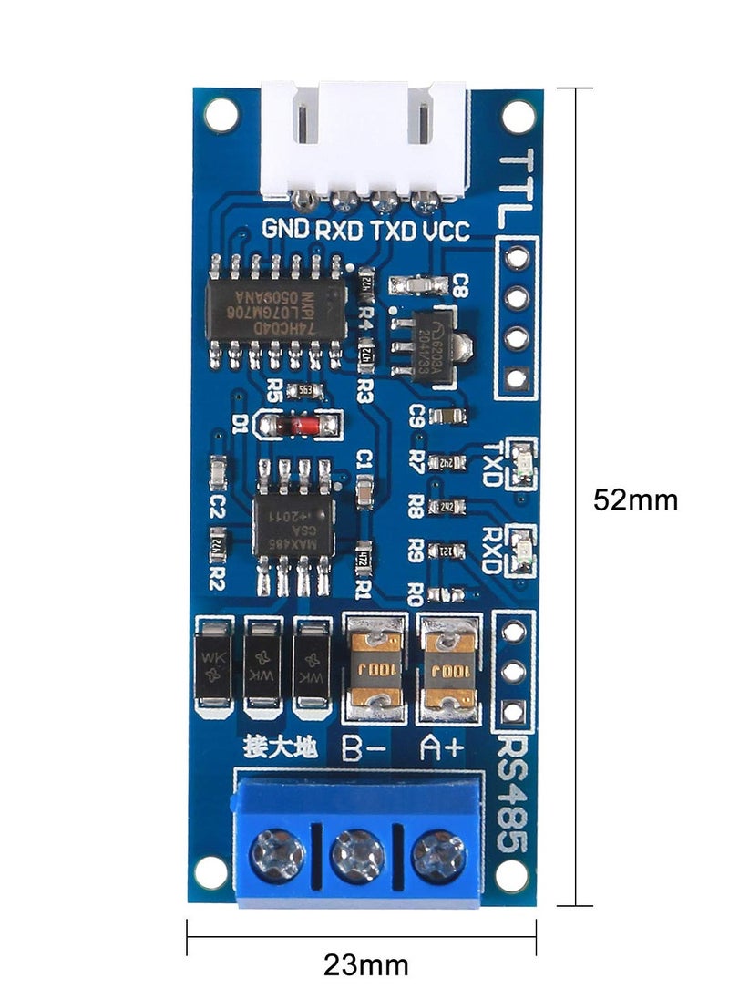 2Pack TTL to RS485 Adapter Module, 485 to TTL 3.3V/5.0V Signals Serial Port Power Supply Converter with Indicator Lights