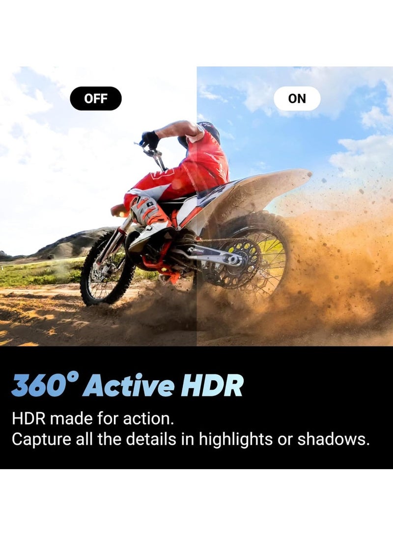 X4 Motorcycle Bundle- 8K Waterproof 360 Action Camera, 4K Wide-Angle Video, Invisible Selfie Stick, 128GB Mcard, Removable Lens Guards, 135 Min Battery Life, AI Editing, Stabilization, for Sports