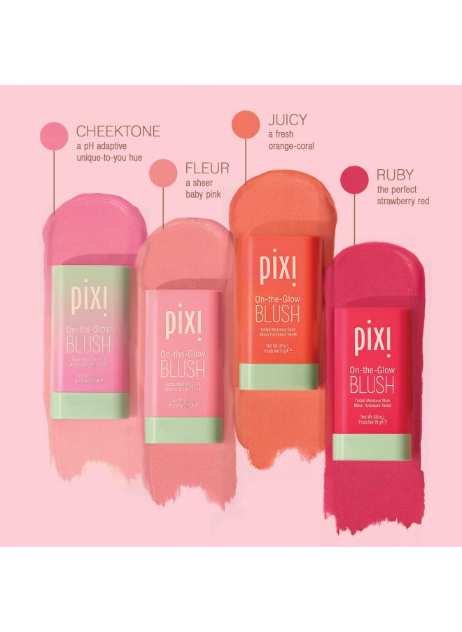 Pixi On The Glow Blush   Ruby, Hydrating Tinted Moisture Blush Stick With Ginseng, Aloe Vera & Fruit Extracts, For Cheeks & Lips, 19G / 0.6Oz, Paraben Free