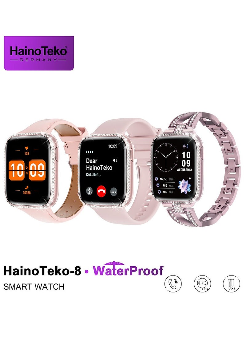 Haino Teko-8 Waterproof AMOLED Smartwatch With AI Voice Assistants Smart Integration and 3 Interchangeable Straps Designed For Ladies