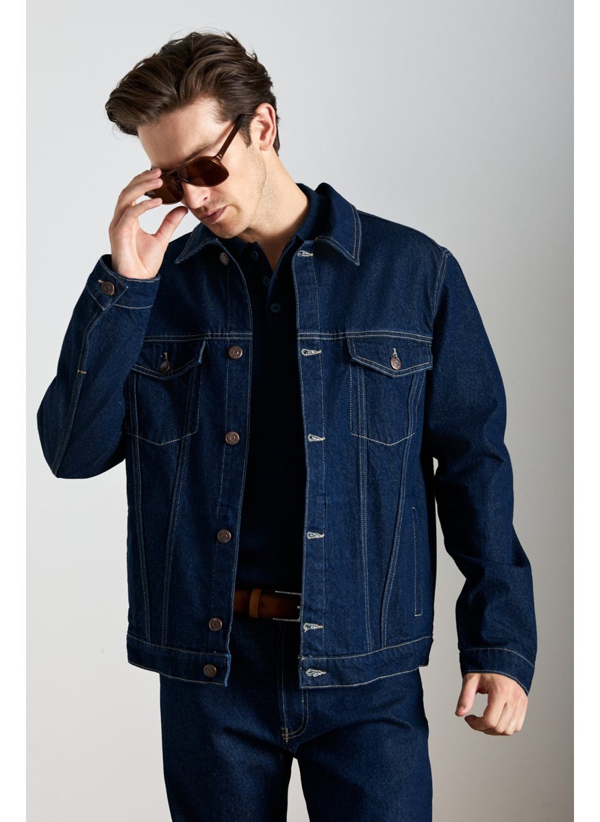 Jericho Men's Denim Oversize Navy Blue Jacket