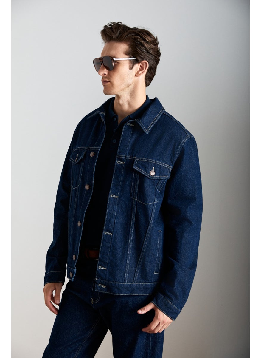 Jericho Men's Denim Oversize Navy Blue Jacket