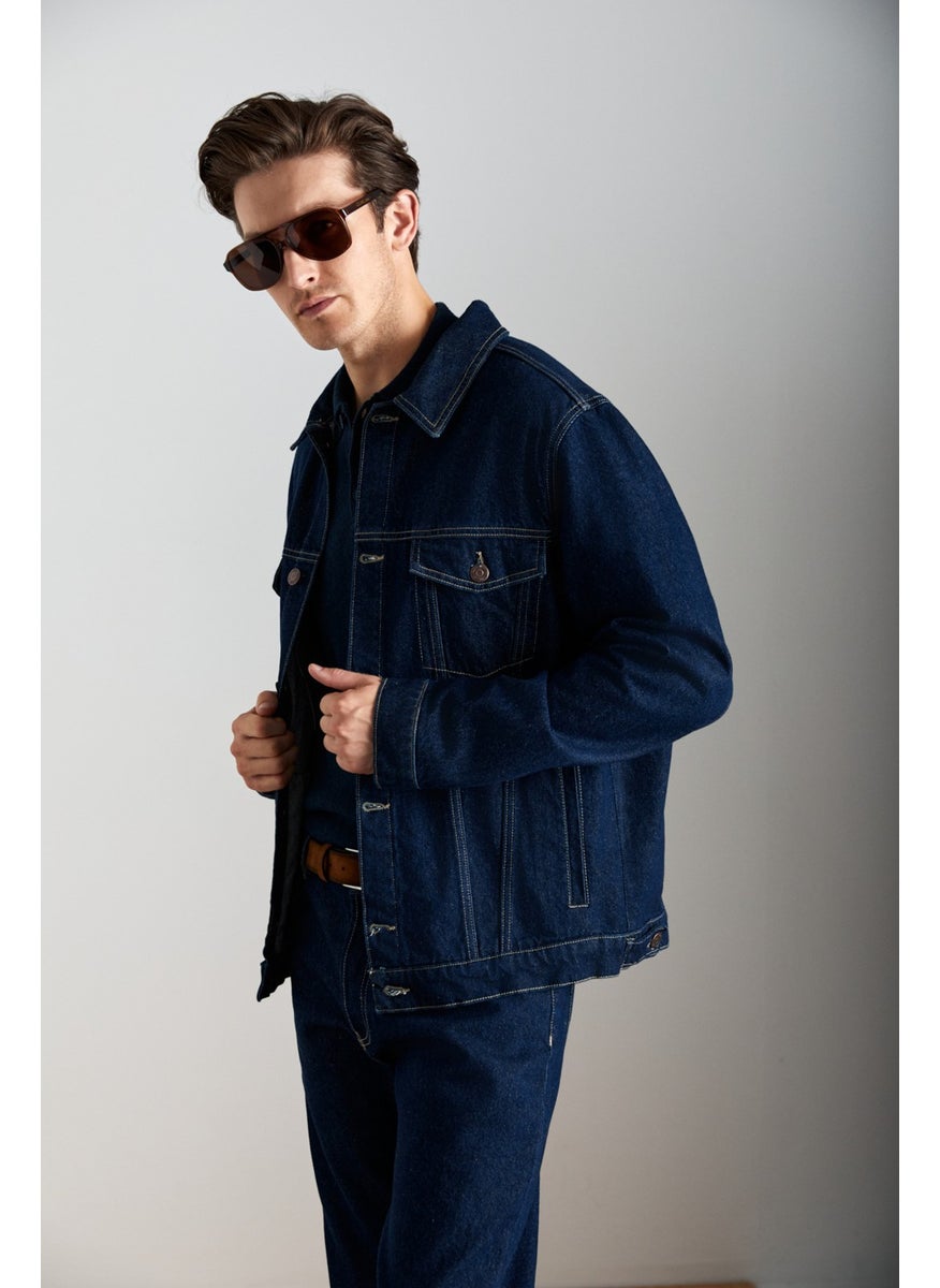 Jericho Men's Denim Oversize Navy Blue Jacket