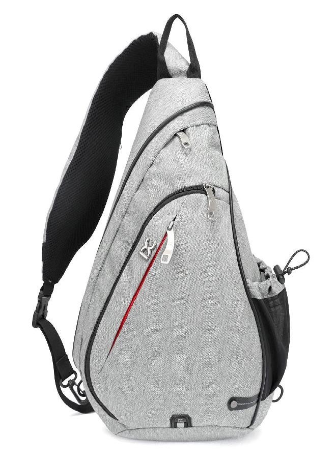 INOXTO Sling Bag, Multipurpose Crossbody Shoulder Bag for Men and Women, Chest Bag Crossbody Daypack for Hiking, Pickleball Bag with Water Bottle Holder for Tennis, Pickleball Racket (Grey)