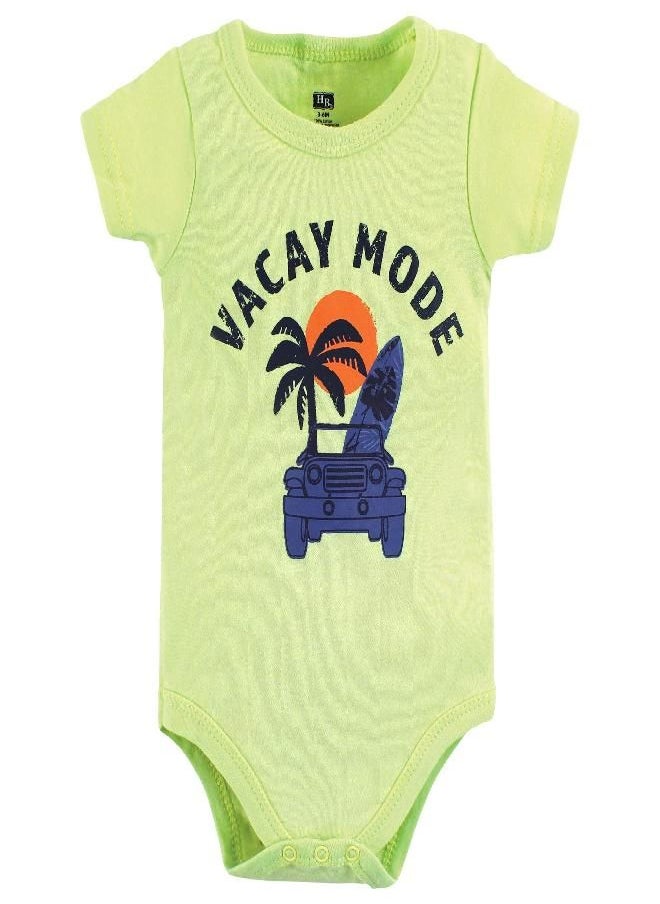 Hudson Baby Unisex Baby Cotton Bodysuit, Shorts and Shoe Set Vacay Mode, 9-12 Months