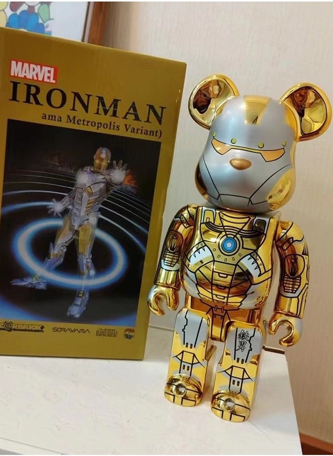 Brick Bear (Iron Man) Statue Trendy Culture Doll Ornaments (Gold)