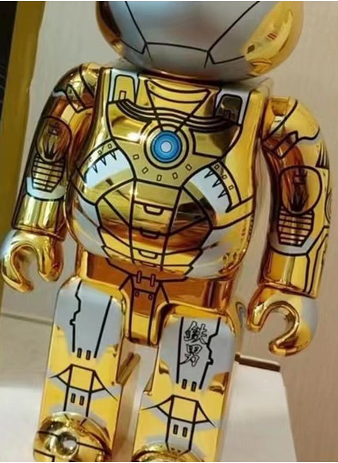 Brick Bear (Iron Man) Statue Trendy Culture Doll Ornaments (Gold)