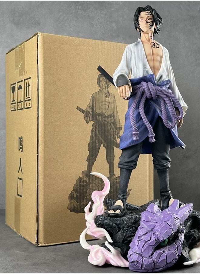 Naruto Spellmark Sasuke Action Figure Decorative Resin Sculpture Home Decor Statue, Art Figurine Home Ornament Decoration for Office, Living Room, Bedroom, Book Shelf, TV Cabinet, Desktop