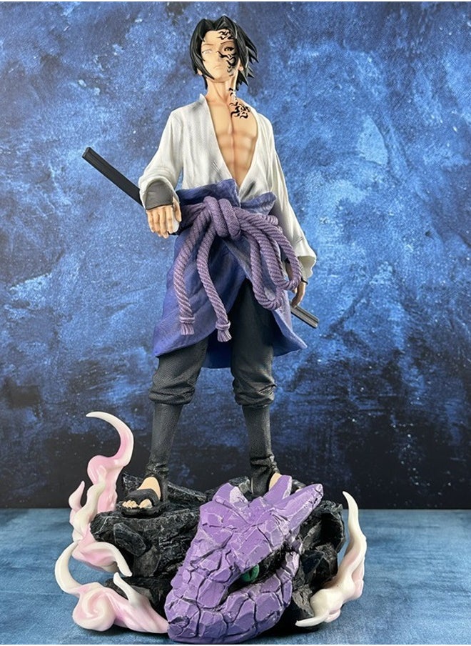 Naruto Spellmark Sasuke Action Figure Decorative Resin Sculpture Home Decor Statue, Art Figurine Home Ornament Decoration for Office, Living Room, Bedroom, Book Shelf, TV Cabinet, Desktop